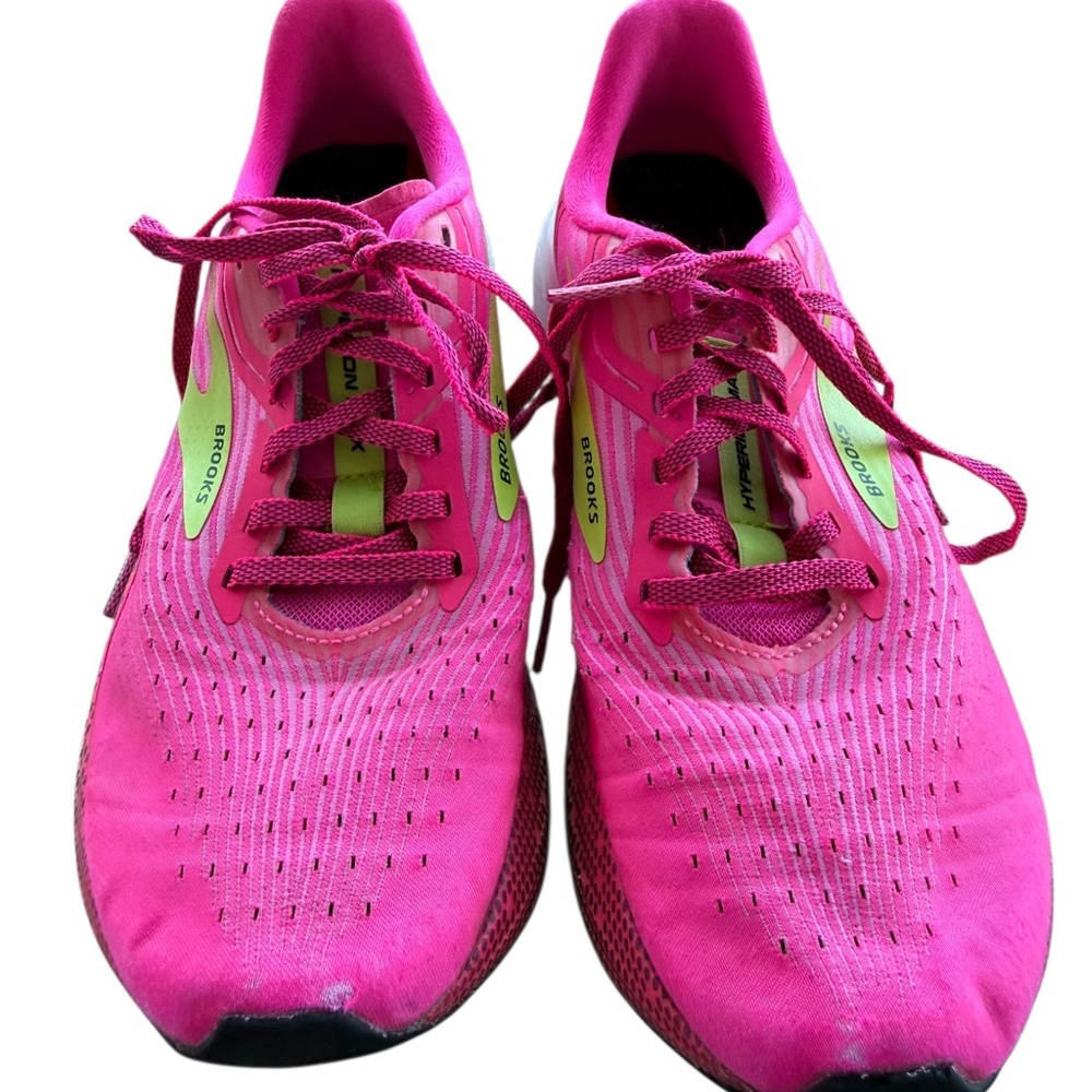 Brooks Hyperion Max Womens Neon Pink Green Performance Running Shoes 9 B - Picture 2 of 8